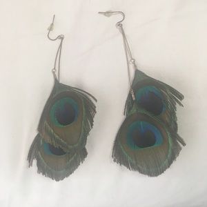 Peacock feather earrings